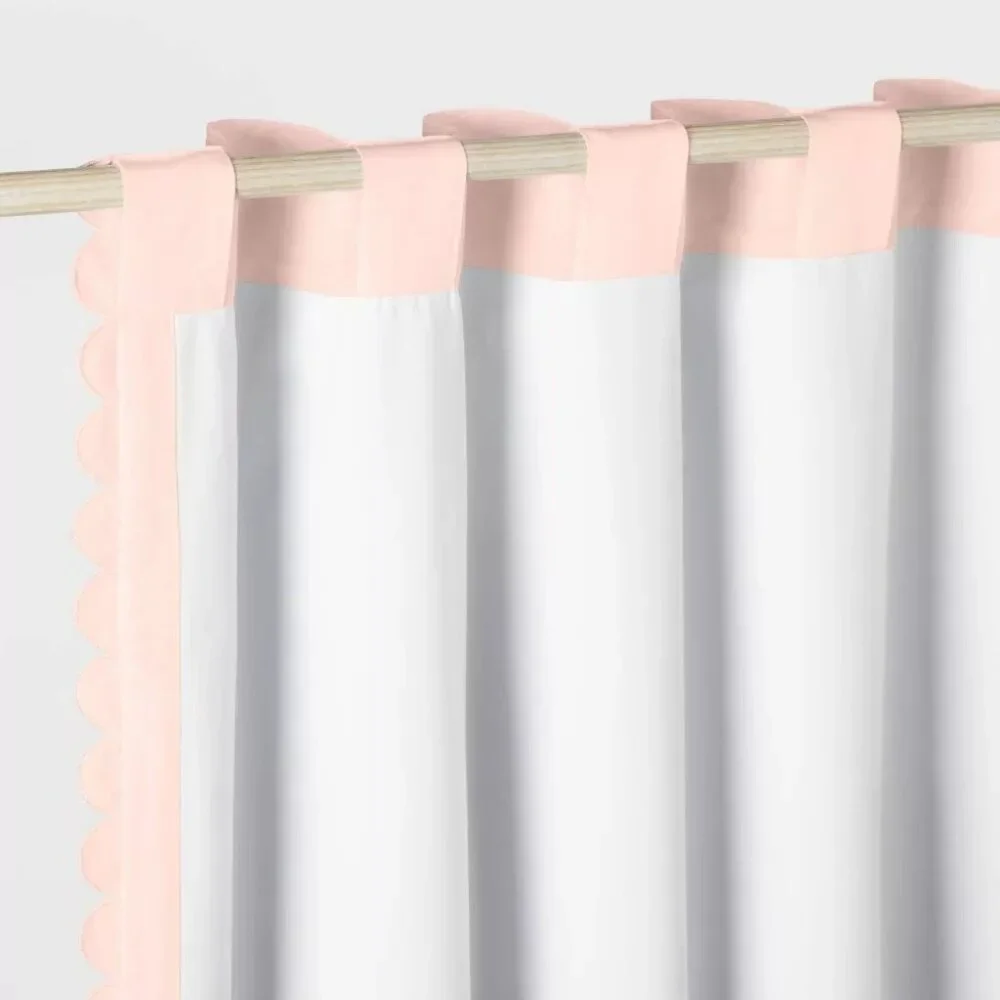Pillowfort Soft Pink Scalloped Trim Single Blackout Curtain Panel 42
